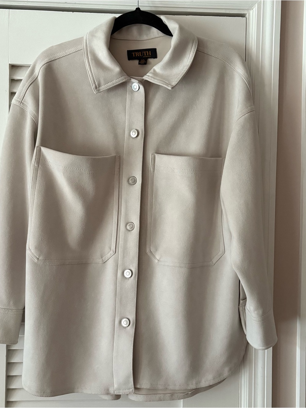 TRUTH by Republic Cream Faux Suede Oversized Shacket (Women’s Size S)